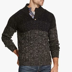 Men’s Ombré Button Mock Neck Sweater